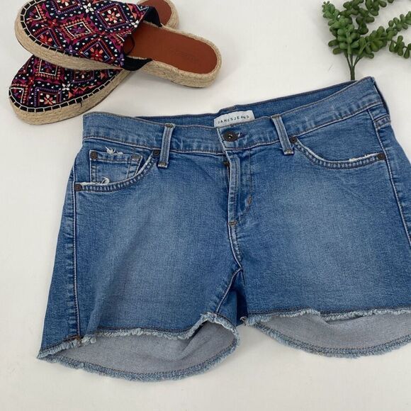 James Jeans Shorty High Rise Denim Cut Off Jean Shorts Raw Hem 3" Size 26 - Picture 4 of 14